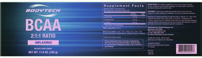Photo of the BodyTech BCAA Unflavored label