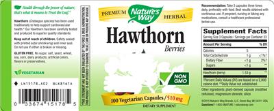 Photo of the Nature's Way Hawthorn Berries label