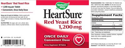 Photo of the Nature's Way HeartSure Red Yeast Rice 1,200 mg label