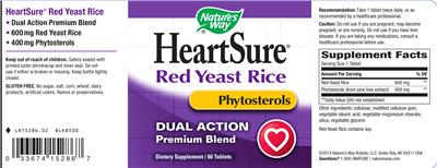 Photo of the Nature's Way HeartSure Red Yeast Rice label