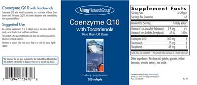 Photo of the Allergy Research Group Coenzyme Q10 with Tocotrienols label