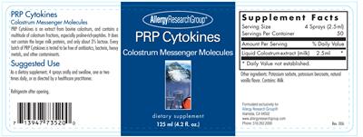 Photo of the Allergy Research Group PRP Cytokines label