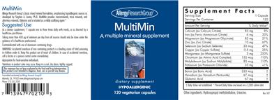 Photo of the Allergy Research Group MultiMin label