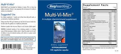 Photo of the Allergy Research Group Multi-Vi-Min label
