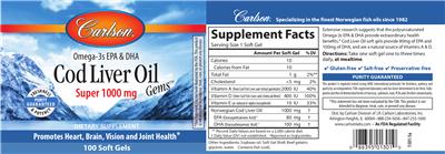 Cod Liver Oil Gems Super 1000 mg