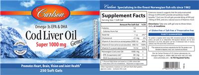 Cod Liver Oil Gems Super 1000 mg