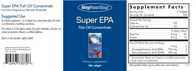 Photo of the Allergy Research Group Super EPA Fish Oil Concentrate label