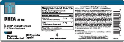 Photo of the Douglas Laboratories DHEA 25 mg label