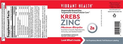 Photo of the Vibrant Health Krebs Zinc label