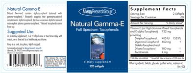 Photo of the Allergy Research Group Natural Gamma-E label