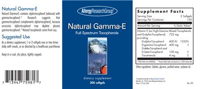 Photo of the Allergy Research Group Natural Gamma-E label