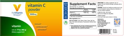 Photo of the The Vitamin Shoppe Vitamin C Powder 1000 mg label