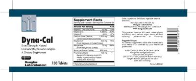 Photo of the Douglas Laboratories Dyna-Cal label