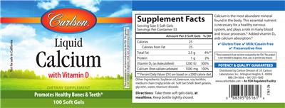 Photo of the Carlson Liquid Calcium With Vitamin D label