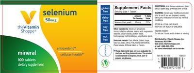 Photo of the The Vitamin Shoppe Selenium 50 mcg label