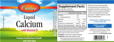 Photo of the Carlson Liquid Calcium With Vitamin D label