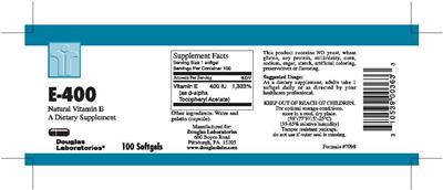 Photo of the Douglas Laboratories E-400 label