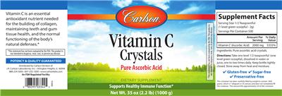 Photo of the Carlson Vitamin C Crystals label