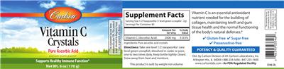 Photo of the Carlson Vitamin C Crystals label
