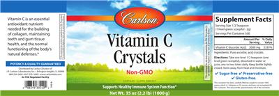 Photo of the Carlson Vitamin C Crystals label