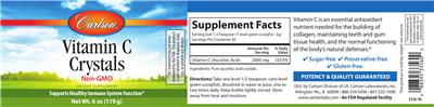Photo of the Carlson Vitamin C Crystals label