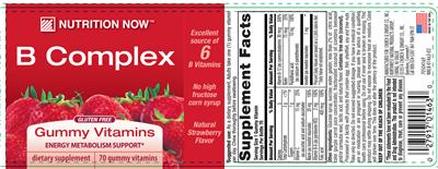 Photo of the Nutrition Now B Complex Natural Strawberry Flavor label