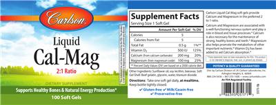 Photo of the Carlson Liquid Cal-Mag 2:1 Ratio label