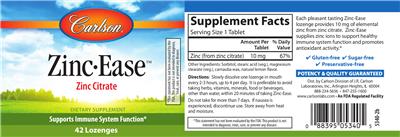 Photo of the Carlson Zinc-Ease label