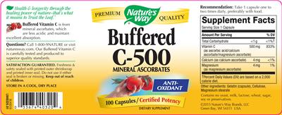 Photo of the Nature's Way Buffered C-500 label