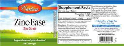 Photo of the Carlson Zinc-Ease label