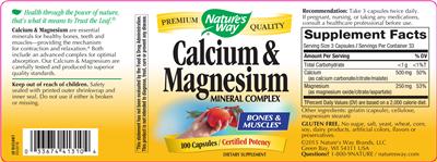 Photo of the Nature's Way Calcium & Magnesium label