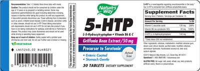 Photo of the Nature's Way 5-HTP label