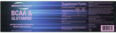 Photo of the BodyTech BCAA & Glutamine label