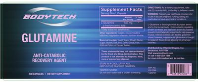 Photo of the BodyTech Glutamine label