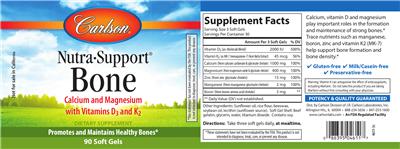 Photo of the Carlson Nutra-Support Bone label