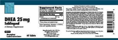 Photo of the Douglas Laboratories DHEA 25 mg Sublingual label