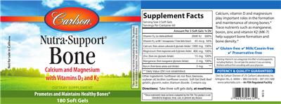 Photo of the Carlson Nutra-Support Bone label