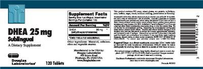 Photo of the Douglas Laboratories DHEA 25 mg Sublingual label