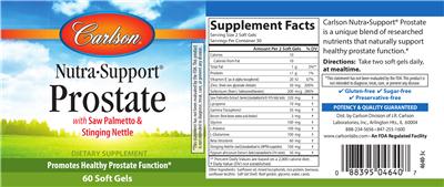 Photo of the Carlson Nutra-Support Prostate label