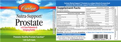 Photo of the Carlson Nutra-Support Prostate label