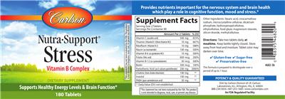 Photo of the Carlson Nutra-Support Stress label