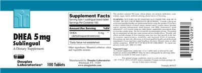Photo of the Douglas Laboratories DHEA 5 mg Sublingual label