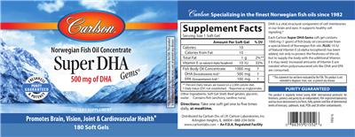 Photo of the Carlson Super DHA Gems label