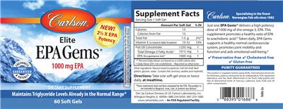 Photo of the Carlson Elite EPA Gems label