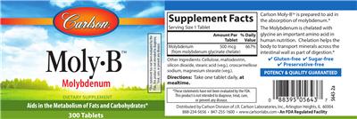 Photo of the Carlson Moly-B label