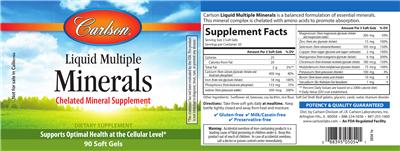 Photo of the Carlson Liquid Multiple Minerals label