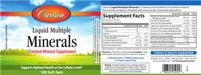 Photo of the Carlson Liquid Multiple Minerals label