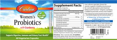 Photo of the Carlson Women's Probiotics With Cranberry label