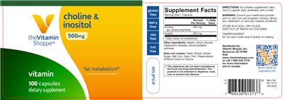 Photo of the The Vitamin Shoppe Choline & Inositol 500 mg label