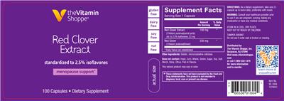 Photo of the The Vitamin Shoppe Red Clover Extract label